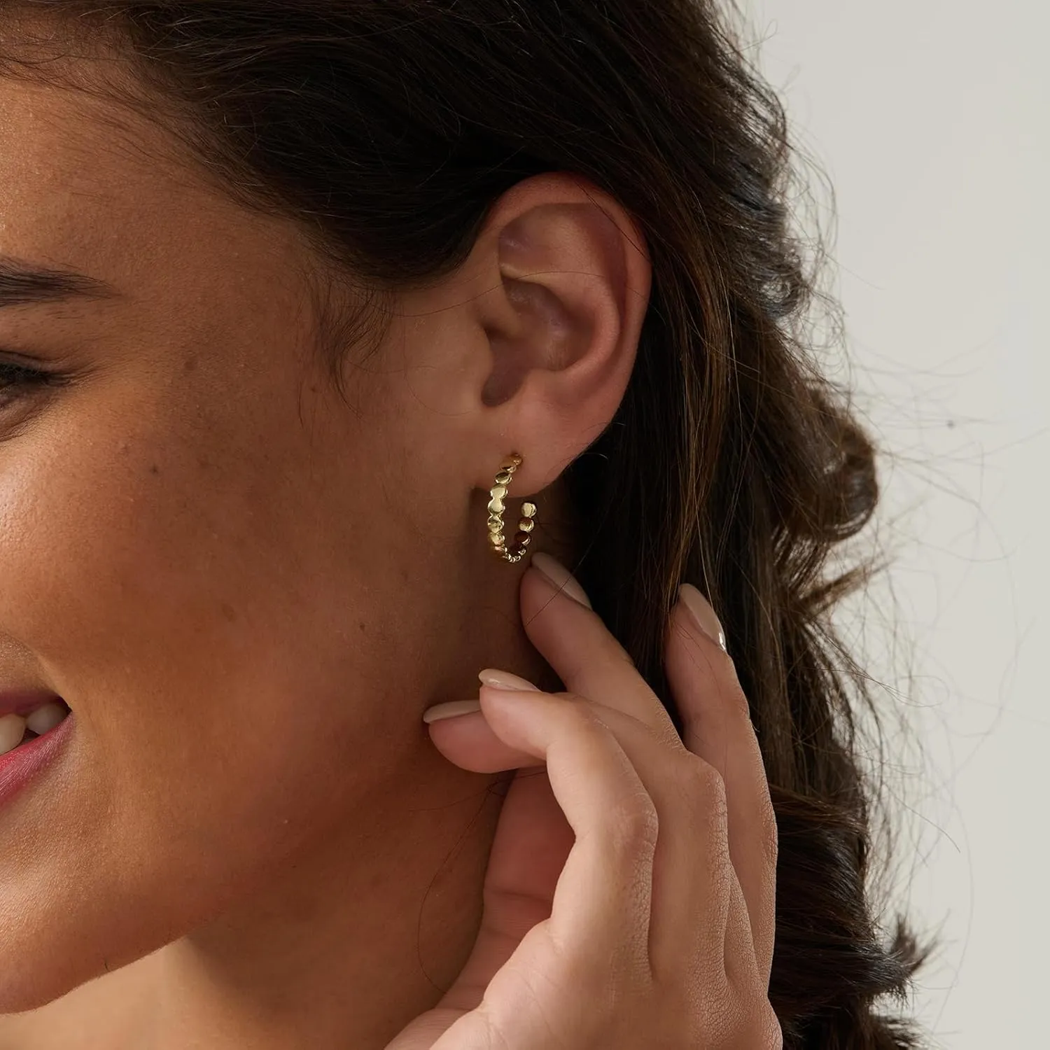 Hoop Earrings for Women-14K Gold Plated Leaf Twist Pearl Dot Boho Huggie Earrings for Women Gifts