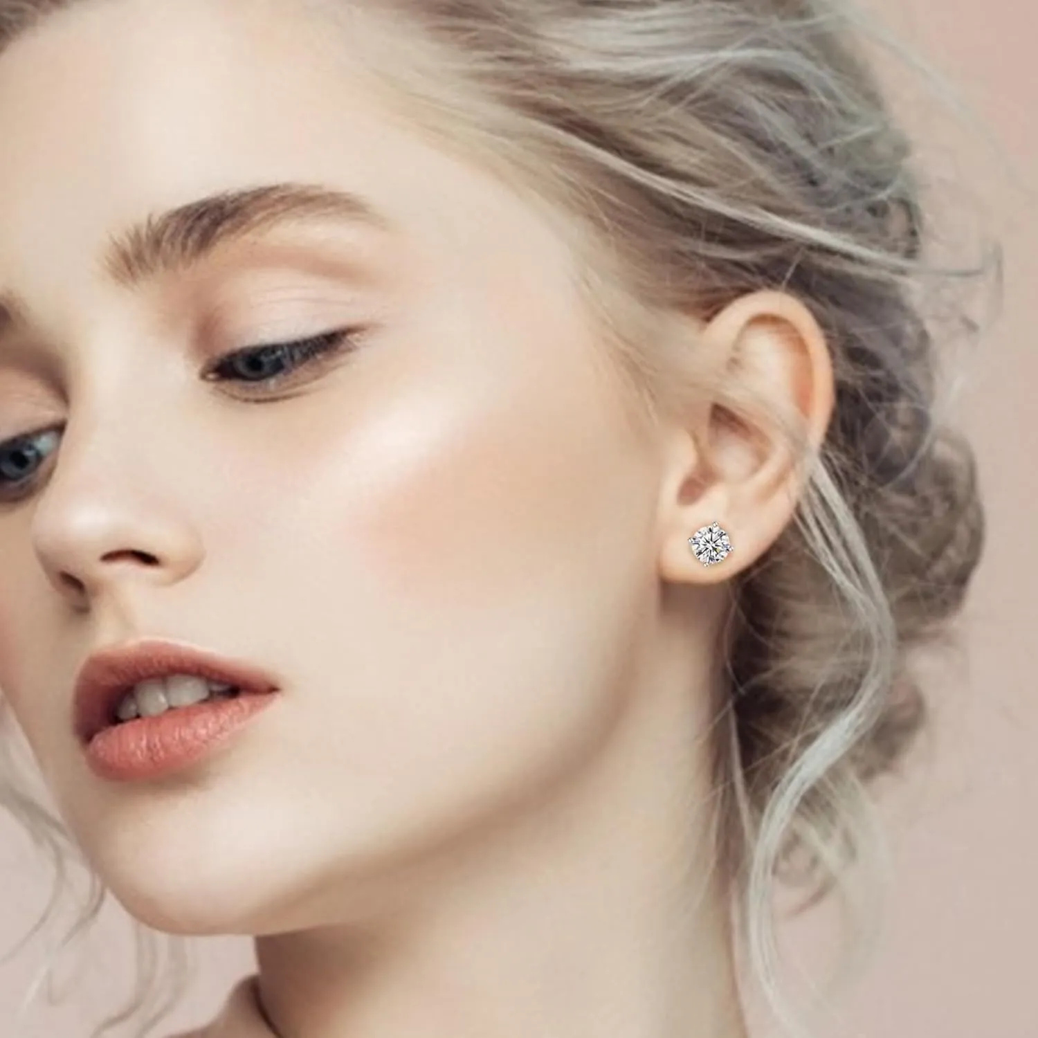 Hypoallergenic Earrings for Women: 925 Sterling Silver Rainbow Moonstone/Opal/Turquoise Screw Back Stud Earrings for Sensitive Ears Small Round Earrings Christmas Mother Day Jewelry Gifts (5mm/7mm)