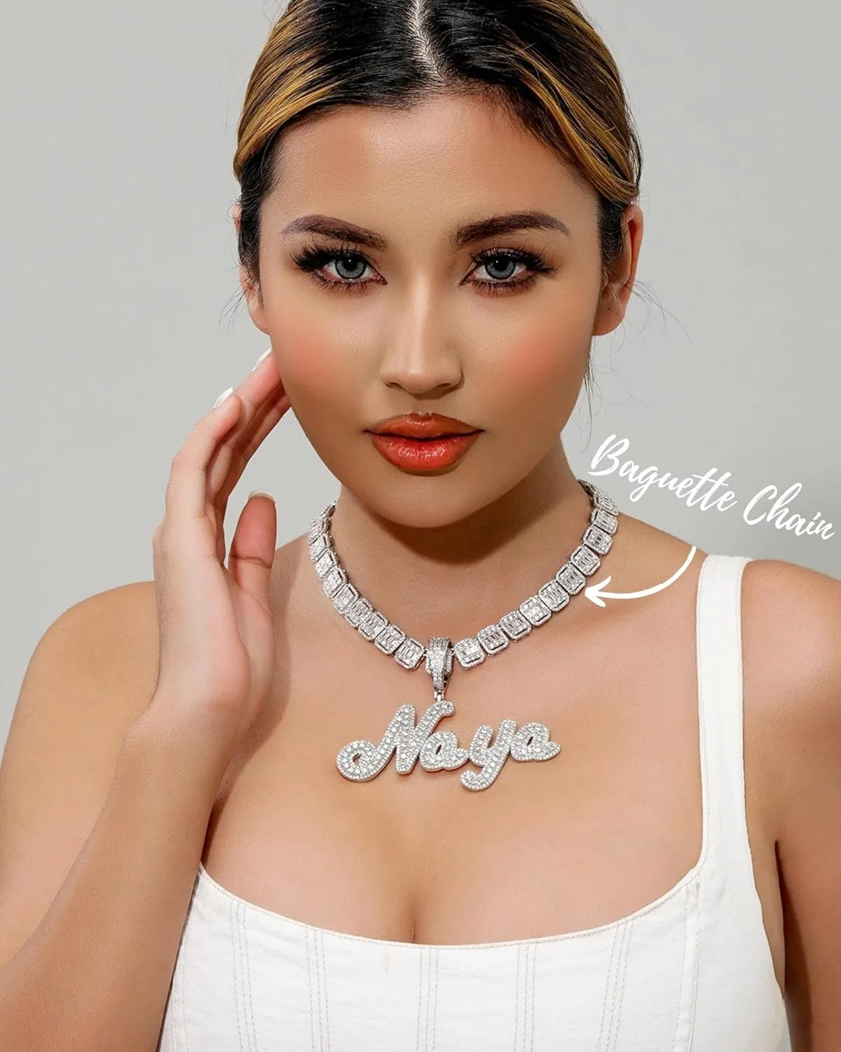 Iced Out Custom Name Necklace Personalized with Cuban Link Chain for Men and Women, Hip Hop 14k Real Gold Plated Initial Letter Pendant Necklaces, Handmade Customized Nameplate Jewelry for Rappers
