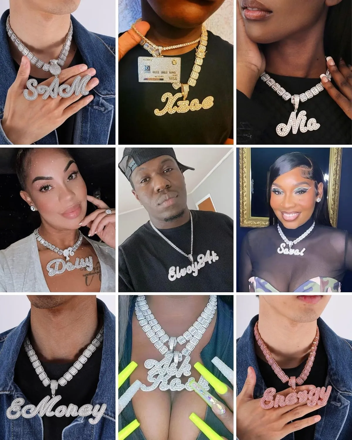 Iced Out Custom Name Necklace Personalized with Cuban Link Chain for Men and Women, Hip Hop 14k Real Gold Plated Initial Letter Pendant Necklaces, Handmade Customized Nameplate Jewelry for Rappers