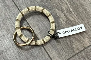Ink   Alloy Chloe Stripe Beaded Key Ring neutral/gold