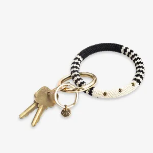 Ink   Alloy Chloe Stripes Key Ring Ivory/Black