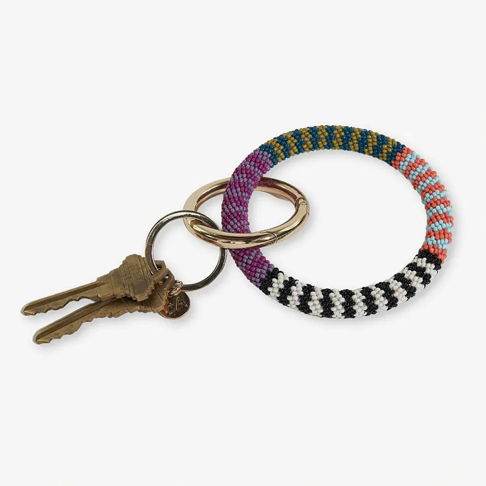 Ink   Alloy Chloe Stripes Key Ring Multi Color