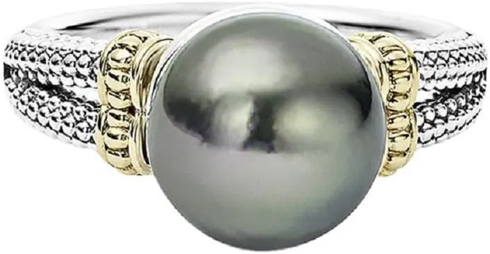 Jewelry Making Supplies 925 Sterling Silver Gray Pearl Ring Faux Carve Pearl Wedding Elegant Jewelry for Women Engagement Wedding Band Promise Female Round Cut Pearl Rings