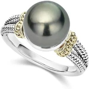 Jewelry Making Supplies 925 Sterling Silver Gray Pearl Ring Faux Carve Pearl Wedding Elegant Jewelry for Women Engagement Wedding Band Promise Female Round Cut Pearl Rings