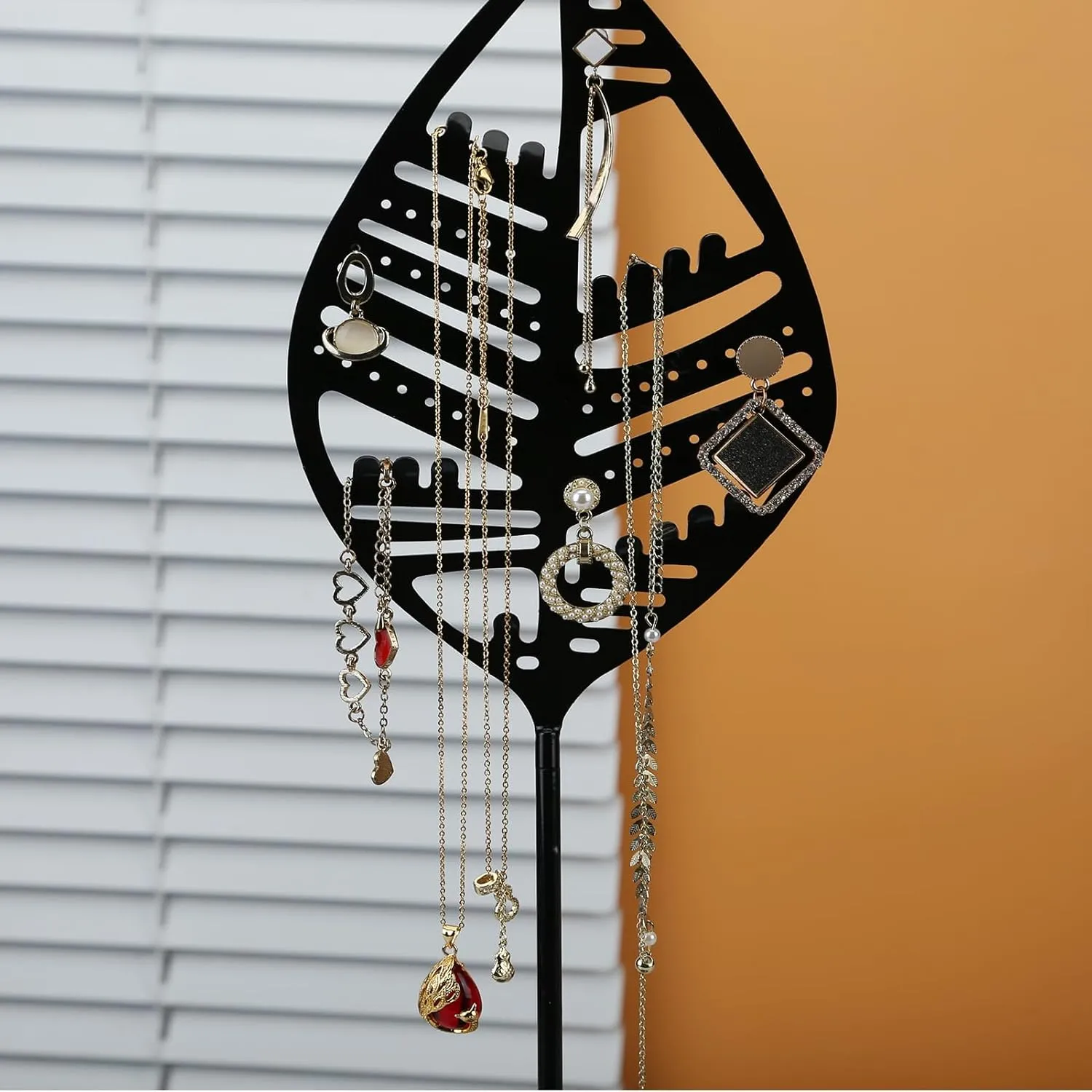 Jewelry Stand Jewelry Holder Organizer, Necklace Organizer with Ring Tray, Sturdy Jewelry Hanger for NecklaceJewelry Tower Storage Rack Tree for Bracelets Earrings Rings