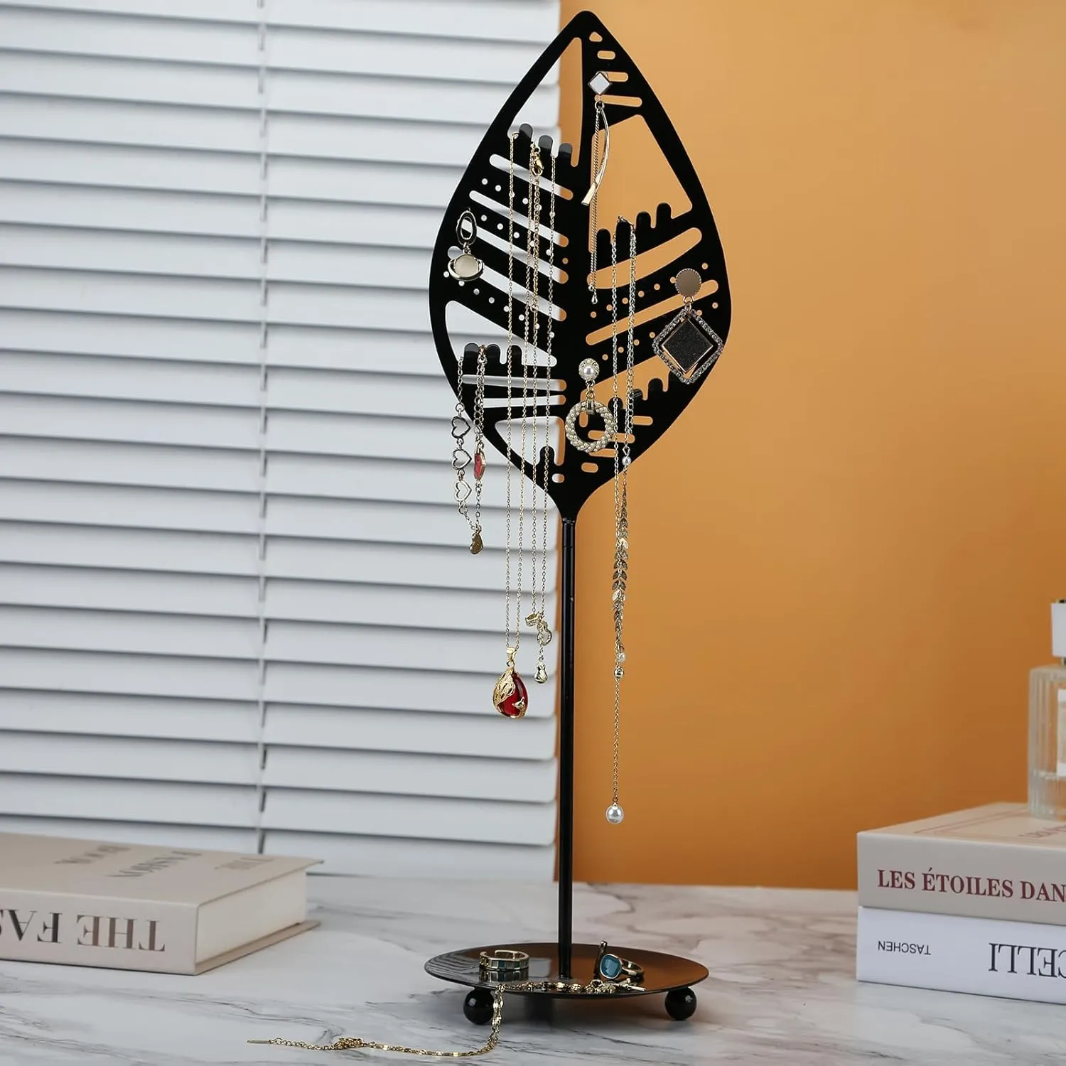 Jewelry Stand Jewelry Holder Organizer, Necklace Organizer with Ring Tray, Sturdy Jewelry Hanger for NecklaceJewelry Tower Storage Rack Tree for Bracelets Earrings Rings