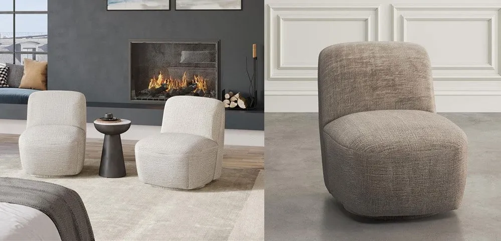 Josie Swivel Accent Chair in Mink or Snow