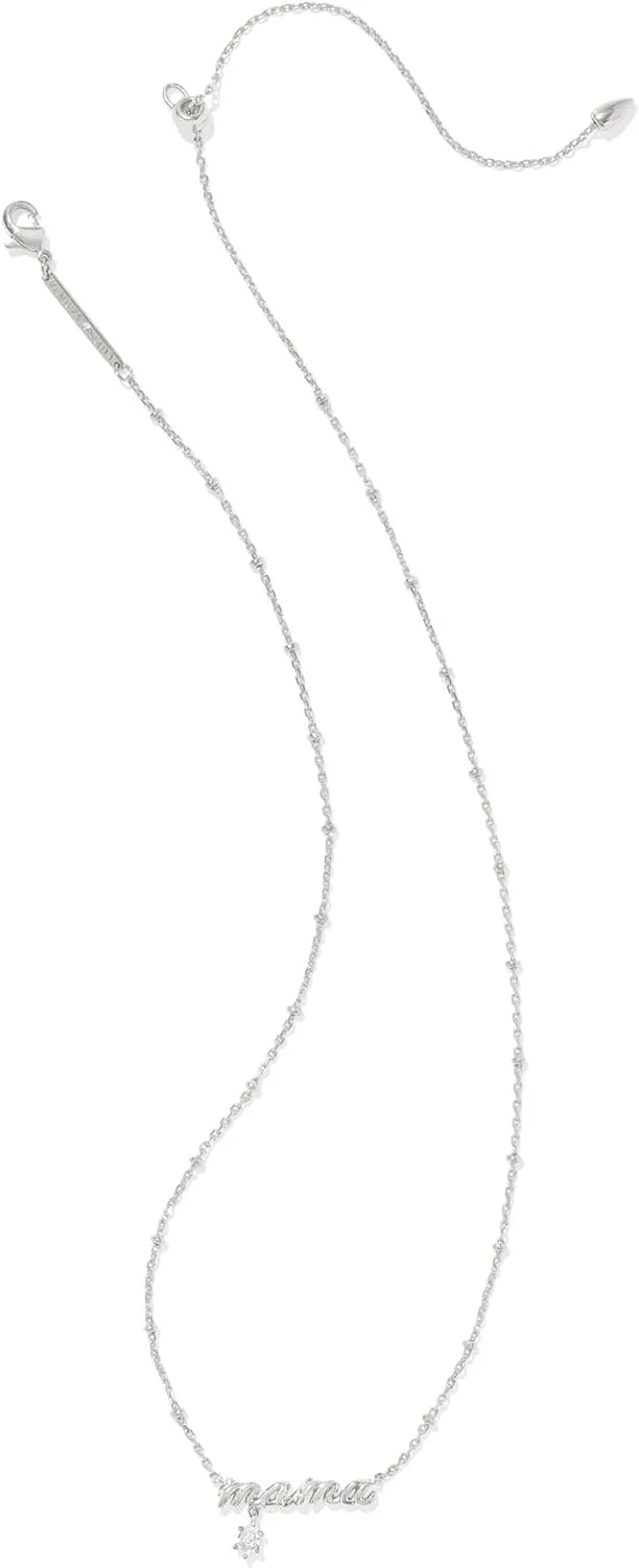Kendra Scott Mama Crystal Short Pendant Necklace, White Cubic Zirconia, Fashion Jewelry for Women