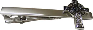Kiola Designs Black and Silver Toned Textured Cross Square Tie Clip