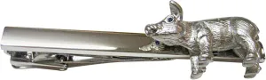 Kiola Designs Large Textured Silver Toned Pig Square Tie Clip