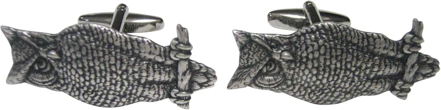 Kiola Designs Silver Toned Large Textured Owl Cufflinks