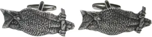 Kiola Designs Silver Toned Large Textured Owl Cufflinks