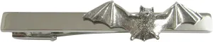 Kiola Designs Silver Toned Textured Bat Square Tie Clip