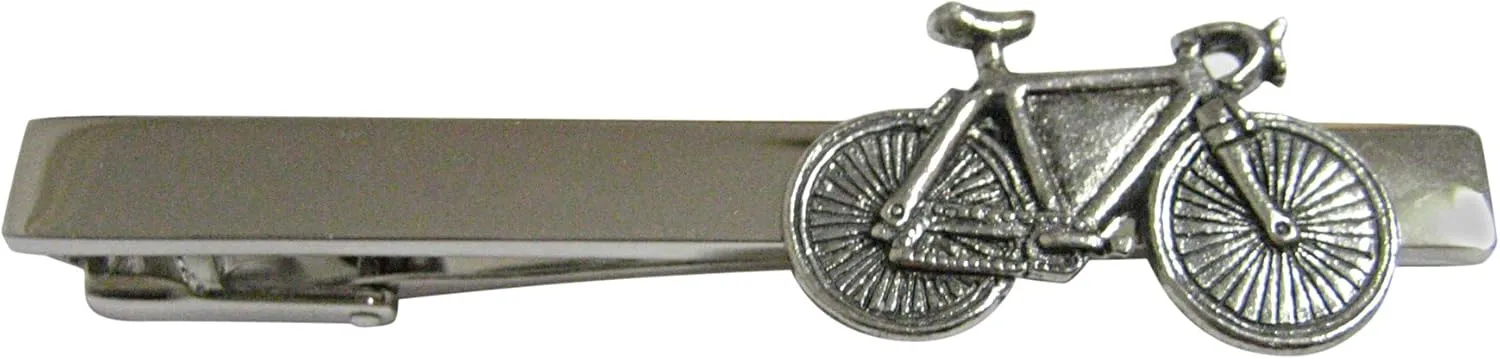 Kiola Designs Silver Toned Textured Bicycle Square Tie Clip
