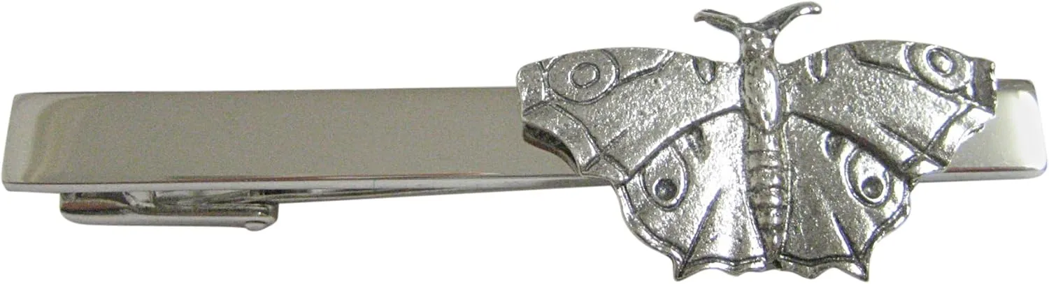 Kiola Designs Silver Toned Textured Butterfly Square Tie Clip
