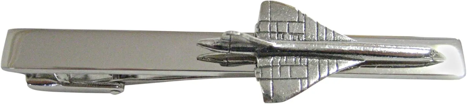 Kiola Designs Silver Toned Textured Concord Plane Square Tie Clip