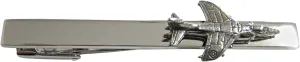 Kiola Designs Silver Toned Textured Harrier Jet Plane Square Tie Clip