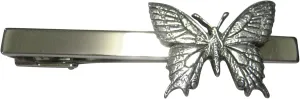 Kiola Designs Silver Toned Textured Large Butterfly Tie Clip