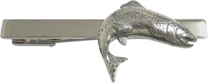 Kiola Designs Silver Toned Textured Salmon Fish Square Tie Clip
