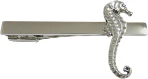 Kiola Designs Silver Toned Textured Sea Horse Square Tie Clip