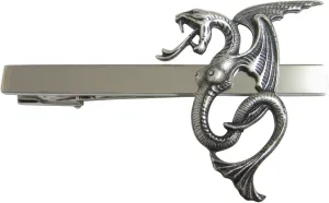 Kiola Designs Silver Toned Textured Serpent Pendant Square Tie Clip