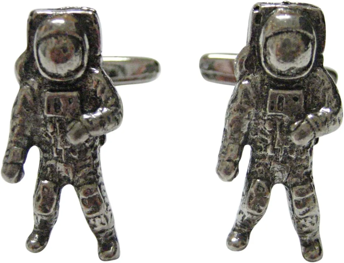 Kiola Designs Silver Toned Textured Space Astronaut Cufflinks
