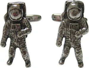 Kiola Designs Silver Toned Textured Space Astronaut Cufflinks