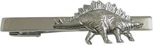 Kiola Designs Silver Toned Textured Stegosaurus Dinosaur Square Tie Clip