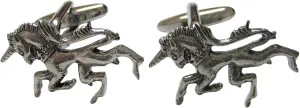 Kiola Designs Silver Toned Textured Unicorn Cufflinks