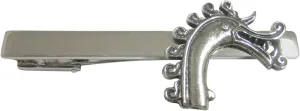 Kiola Designs Silver Toned Textured Viking Dragon Head Square Tie Clip