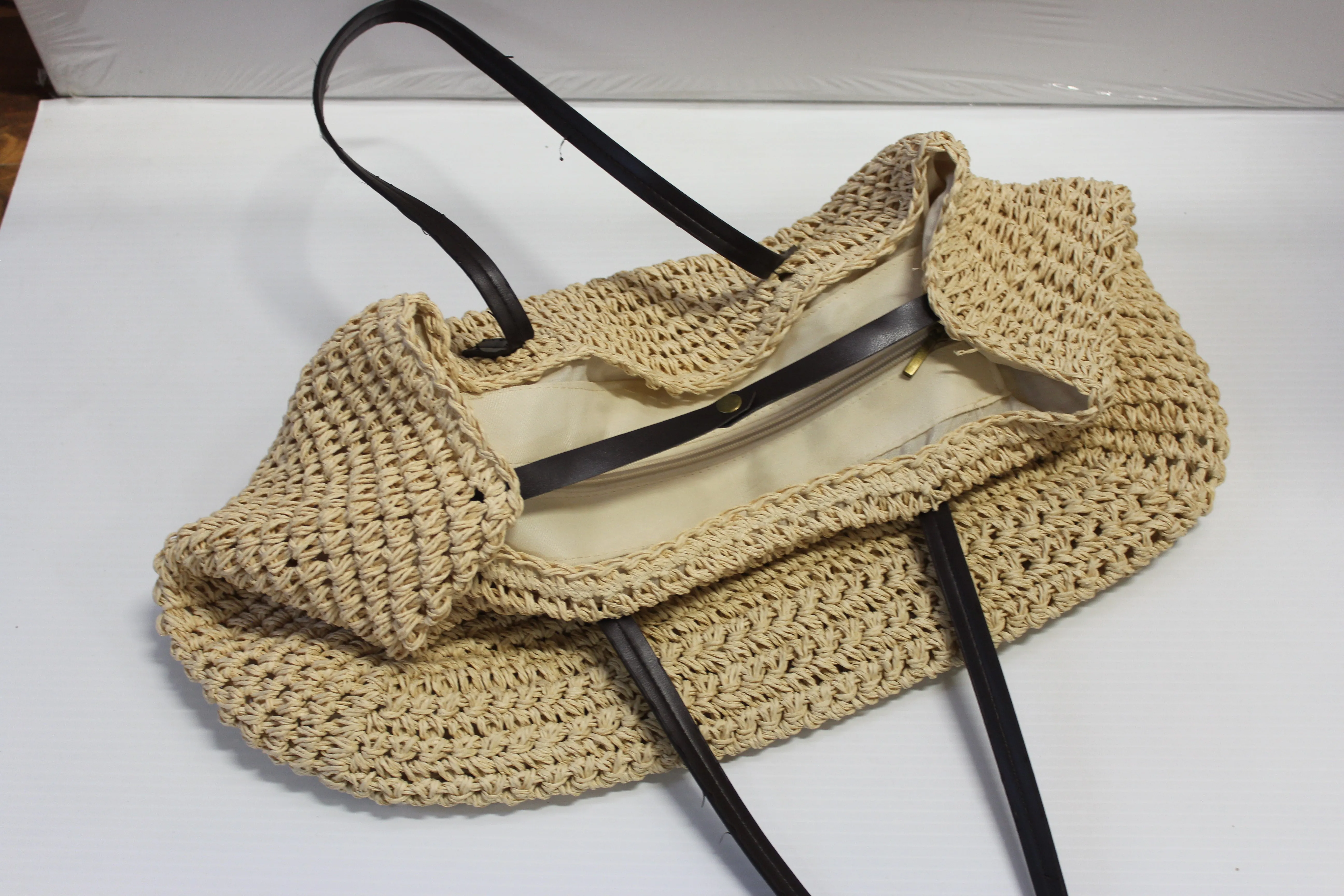 Large Beige Wicker Bag