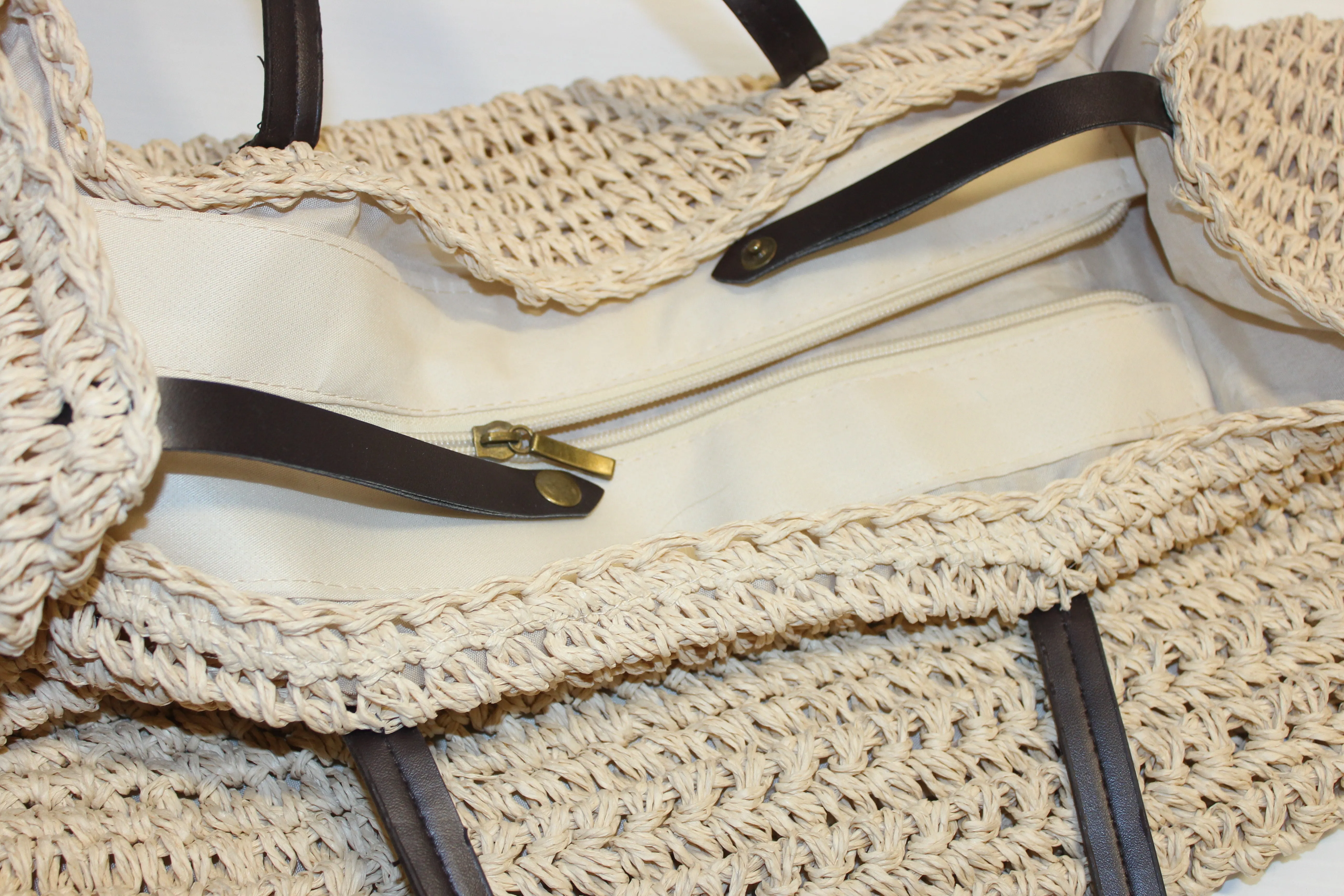 Large Beige Wicker Bag