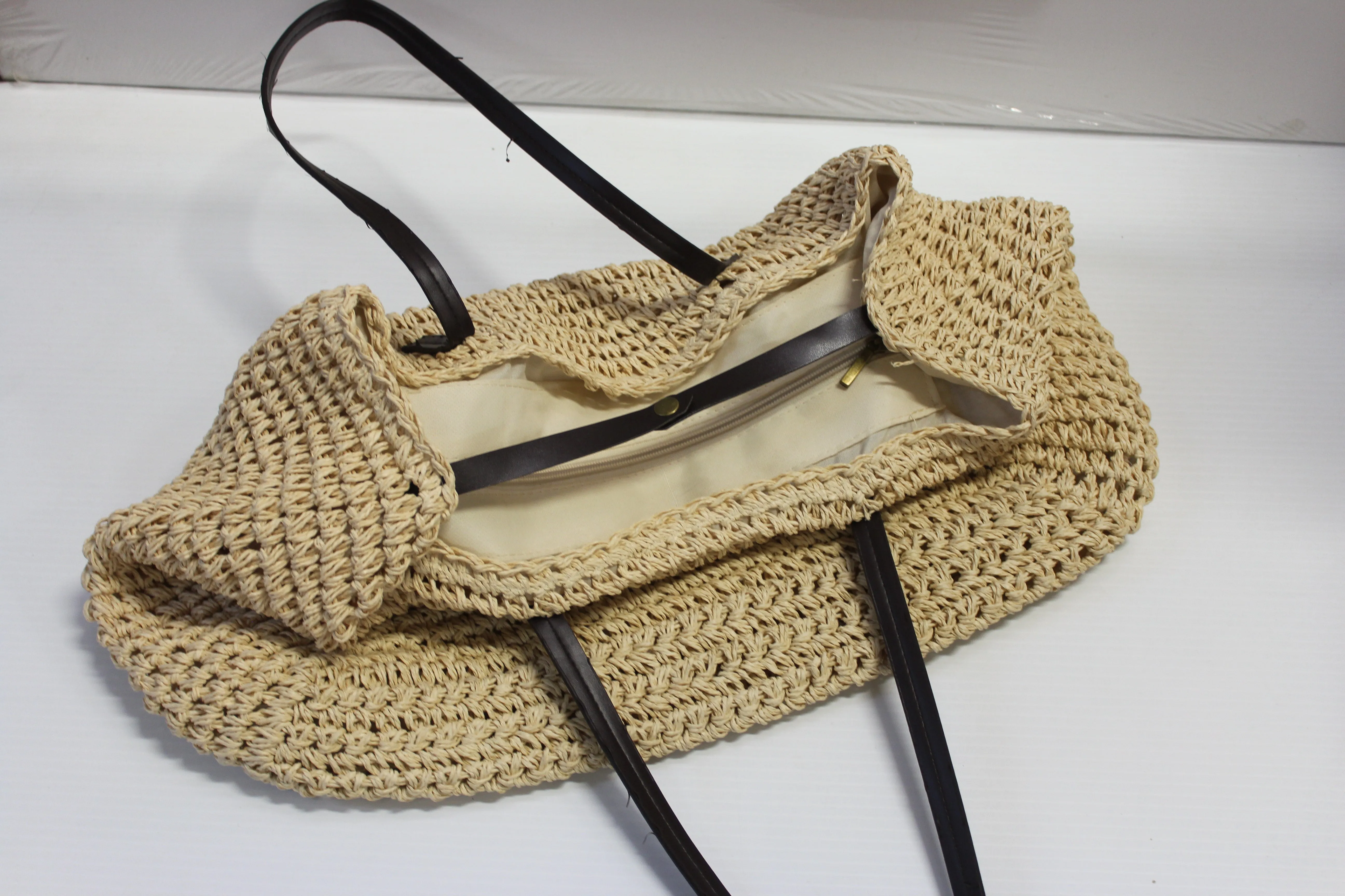 Large Beige Wicker Bag