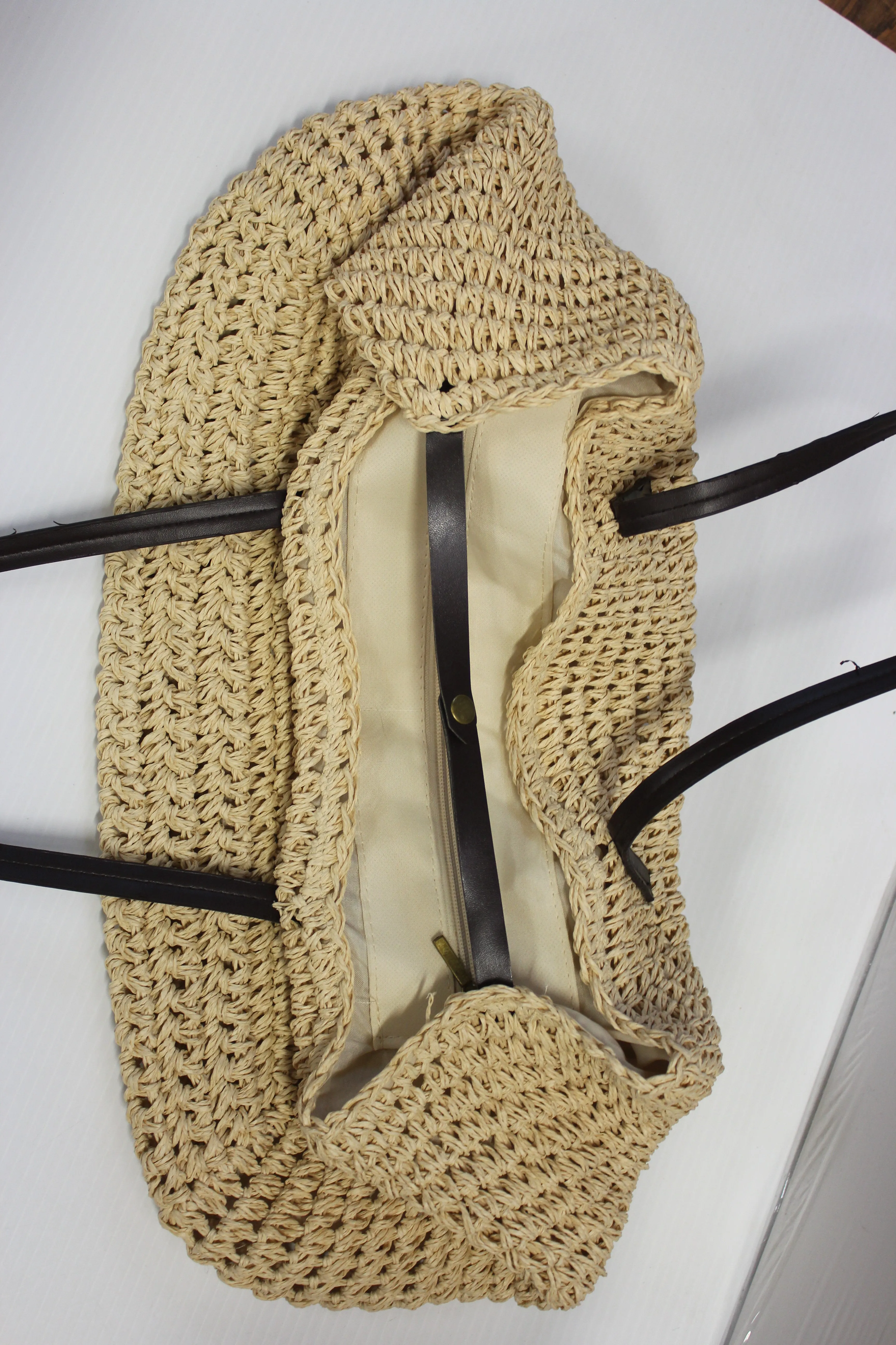 Large Beige Wicker Bag