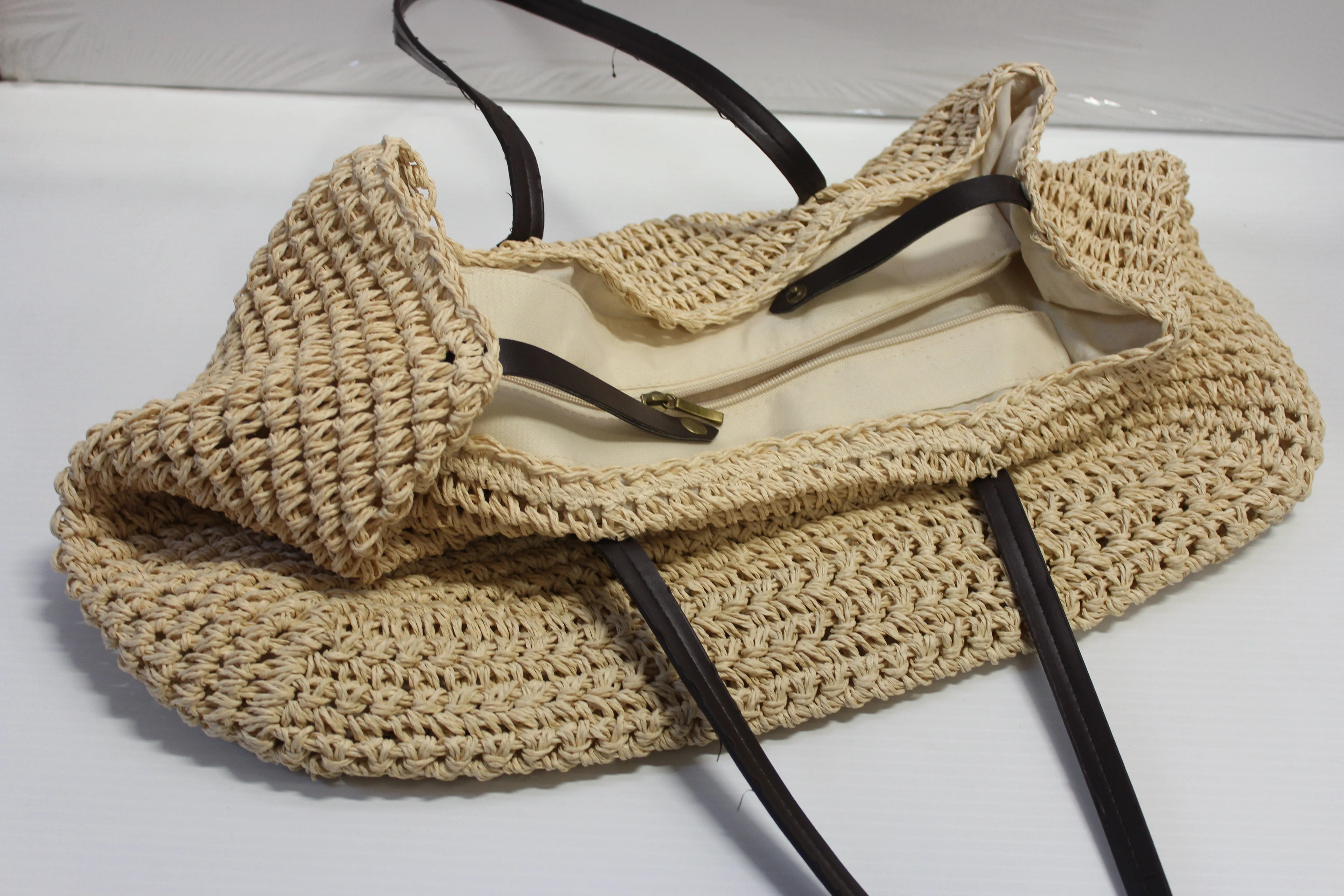 Large Beige Wicker Bag