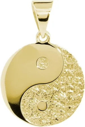 Large Yin Yang Medallion Charm Pendant, Two-sided,Reversible, 1 inch in 14K Yellow Gold