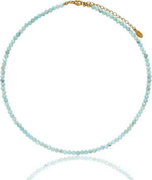 Larimar Natural Stone 3mm Minimalist Necklace Handmade Beaded Necklace Healing Crystal Choker Necklace For Women