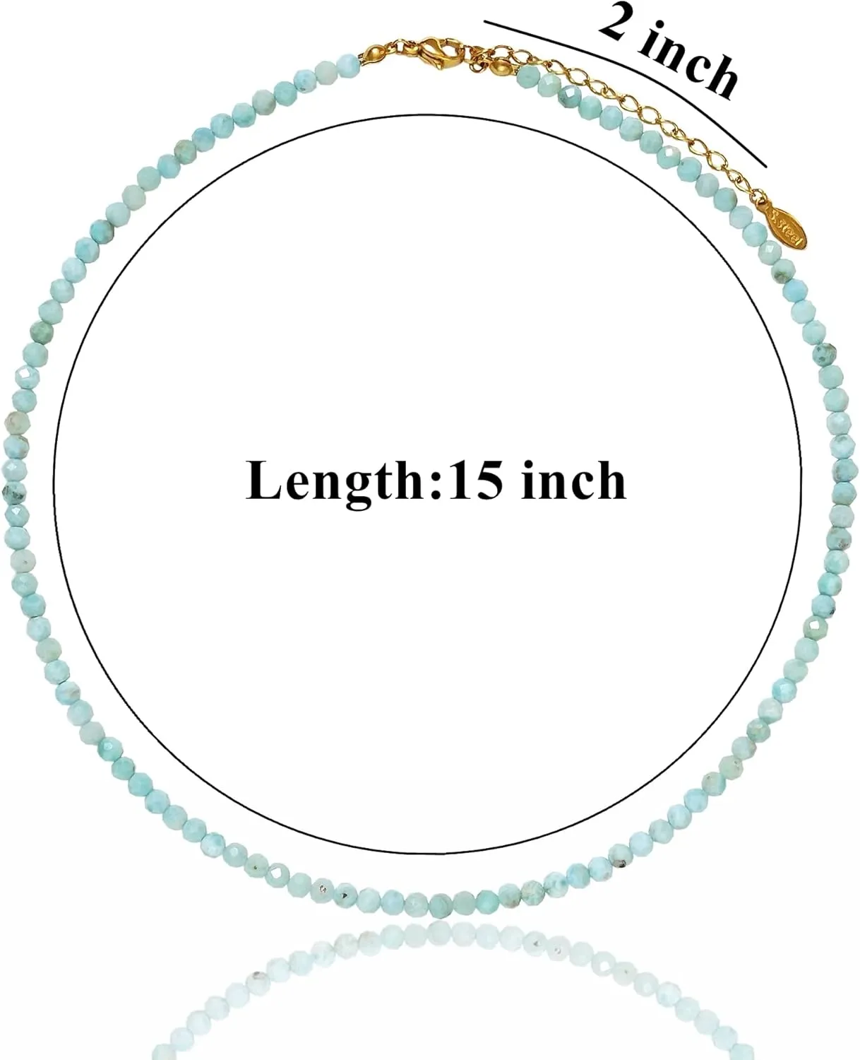Larimar Natural Stone 3mm Minimalist Necklace Handmade Beaded Necklace Healing Crystal Choker Necklace For Women