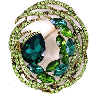 LAXPICOL Fashion Sparkly Blue Crystal Wreath Flower Brooch Pin Statement Broach Pin