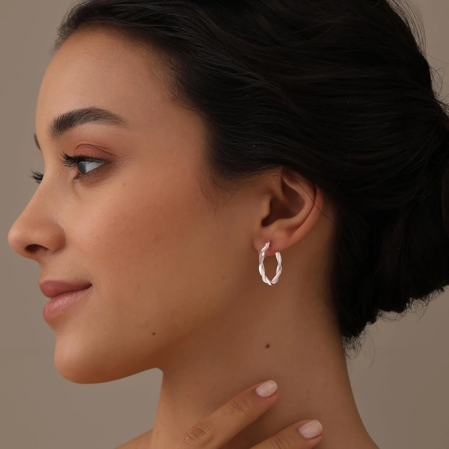 LeCalla 925 Sterling Silver Hoop Earrings | Lightweight Click-Top Gold Plated Anchor Infinity Earrings for Women