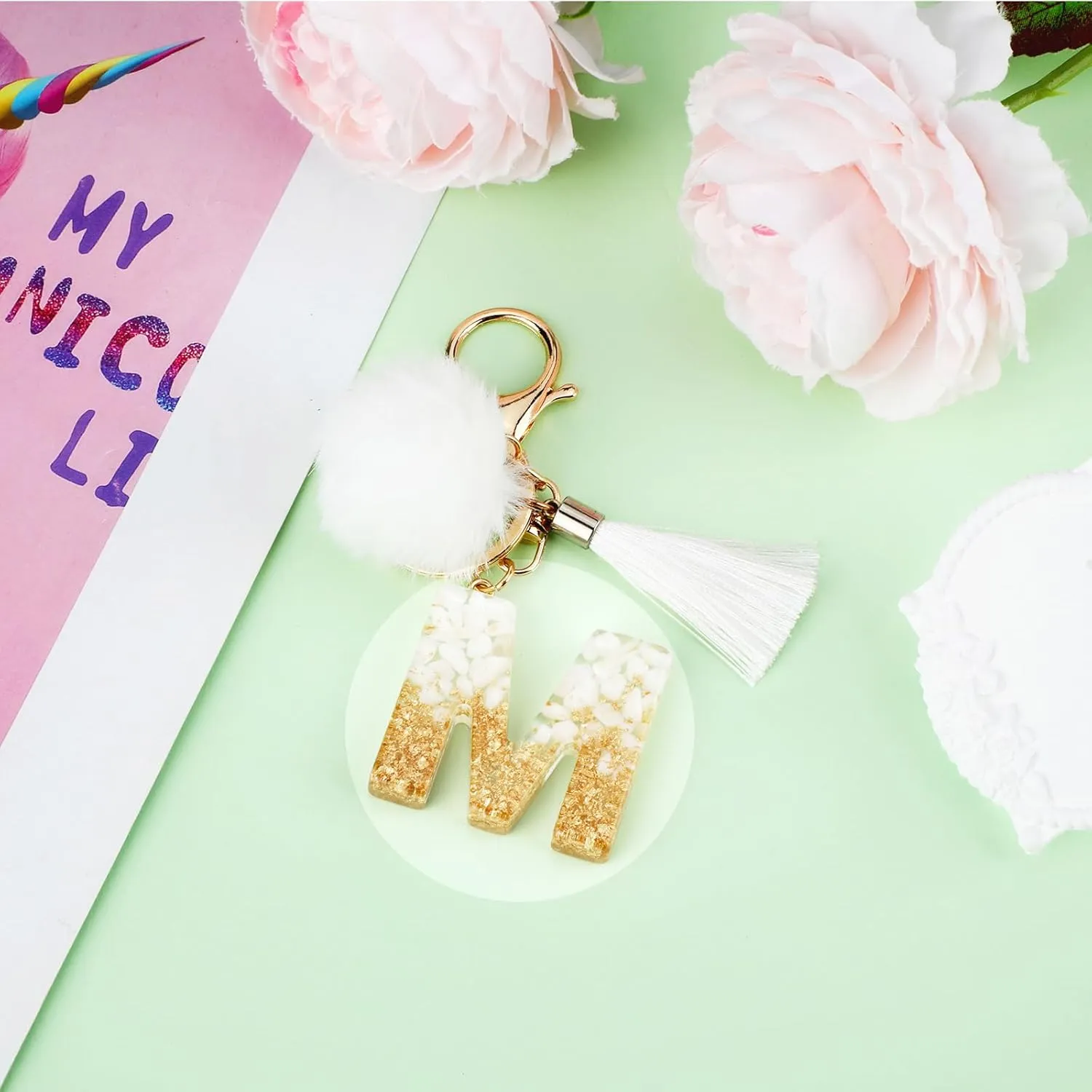 Letter Keychain with Tassels Plush