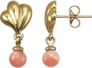 LTC Design 14k Gold Plated Base metal Stud Earrings made with Genuine Coral Beads for Women and Men, Everyday Wear