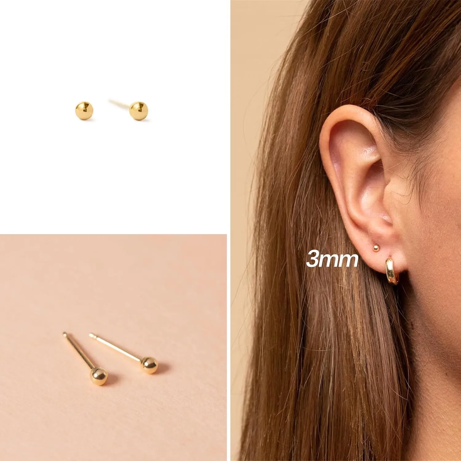 LUCA SMITH 3Pairs Small Gold Huggie Hoop Earrings Set for Women Men, 14K Gold Plated Tiny Hypoallergenic Lightweight Earrings for Sensitive Ears, Everyday Earrings for Cartilage Piercings