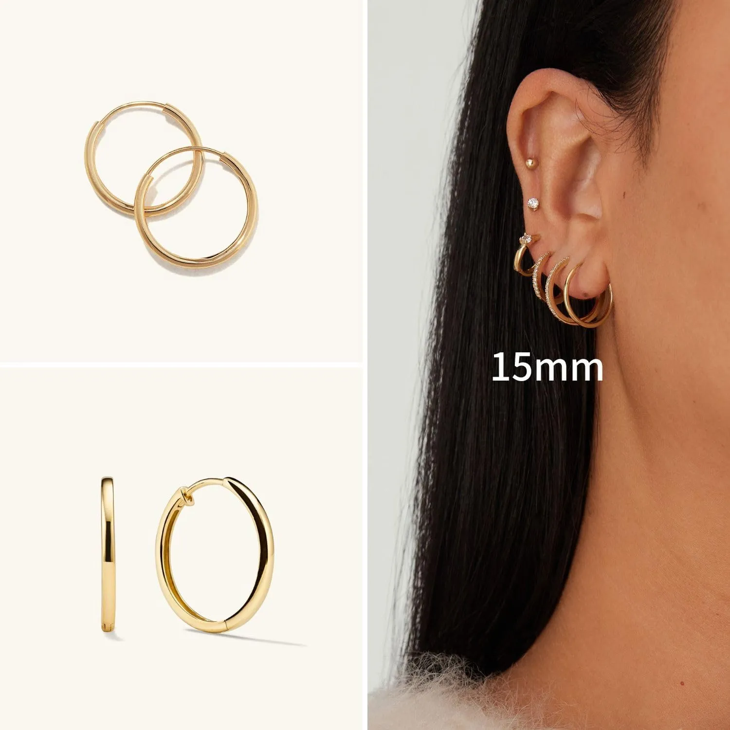LUCA SMITH 3Pairs Small Gold Huggie Hoop Earrings Set for Women Men, 14K Gold Plated Tiny Hypoallergenic Lightweight Earrings for Sensitive Ears, Everyday Earrings for Cartilage Piercings