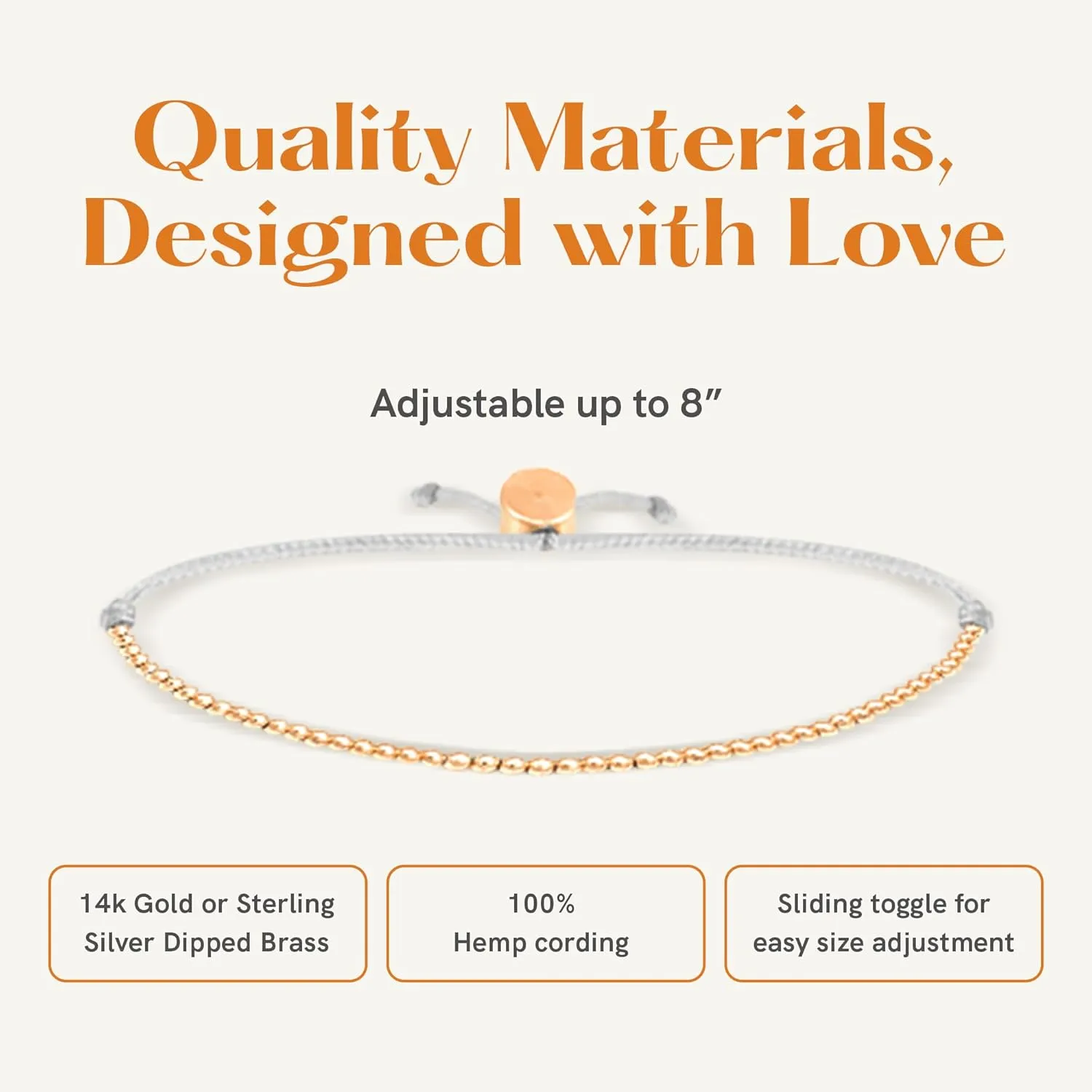 Lucky Feather 50th Birthday Gifts for Women Turning 50-14K Gold Dipped Beads Bracelet on Adjustable Cord, 50th Birthday Jewelry Gift Ideas 50 Year Old Woman