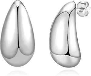 Luxval Earrings for Women Bottega Earring Dupes Lightweight Chunky Gold Hoop Earrings for Women, Hypoallergenic 925 Sterling Silver/14K Gold Plated Open Hoops Earrings Fashion Jewelry for Women Teen Girls