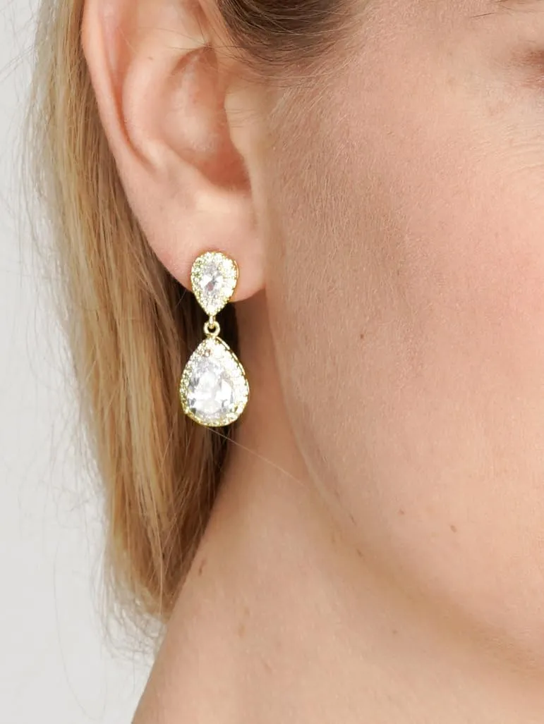 Mariell Cubic Zirconia Crystal Teardrop Dangle Bridal and Wedding Earrings, CZ Jewelry for Brides, Bridesmaids, Homecoming, Prom and Dressy Everyday Wear