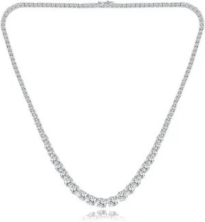 MDFUN Tennis Necklace 18K White Gold Plated | Graduated 3.0-6.0mm Round Cut Cubic Zirconia Faux Diamond Tenni Necklace for Women and Men 16-24 inches