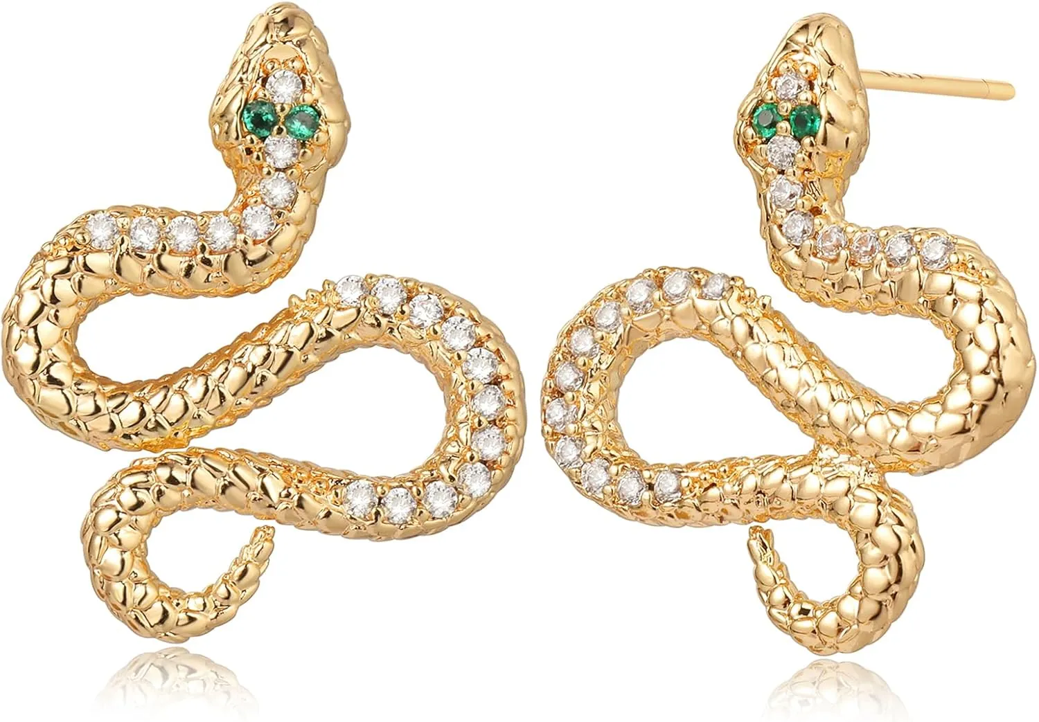 MEVECCO Dainty Snake Earrings Studs for Women - 18K Gold Plated Boho Small Tiny Minimalist Stud Earrings